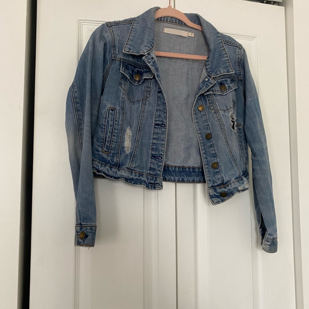 Altar'd State Light Blue Distressed Jean Jacket